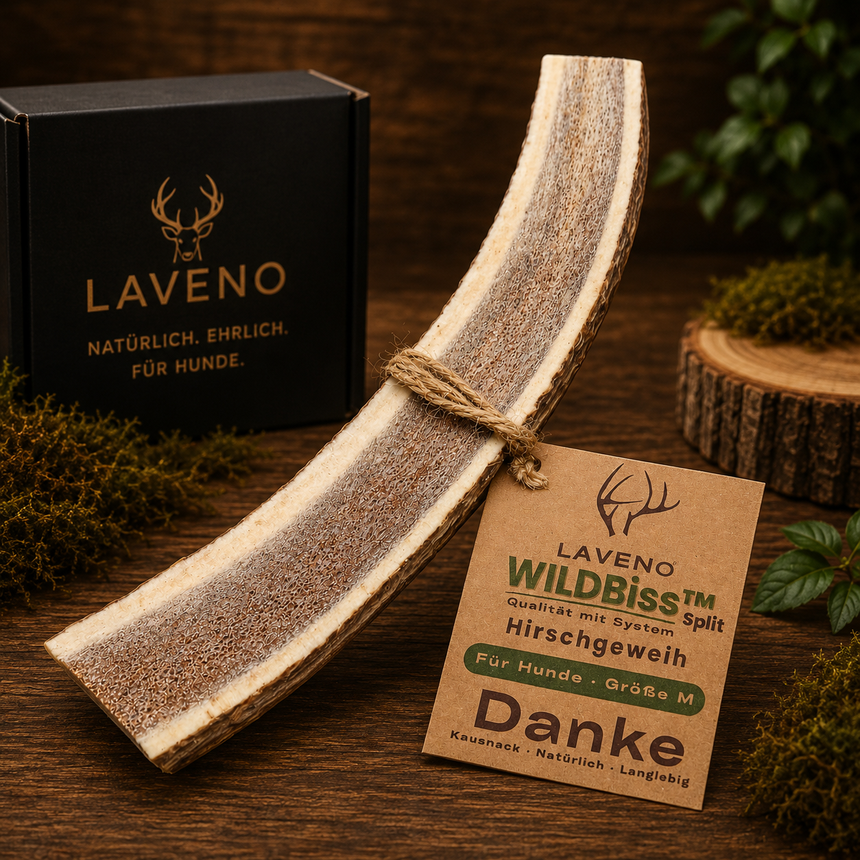 Laveno WildBiss™ Hirschgeweih geteilt Kaugeweih  Größe M | 50-80 g